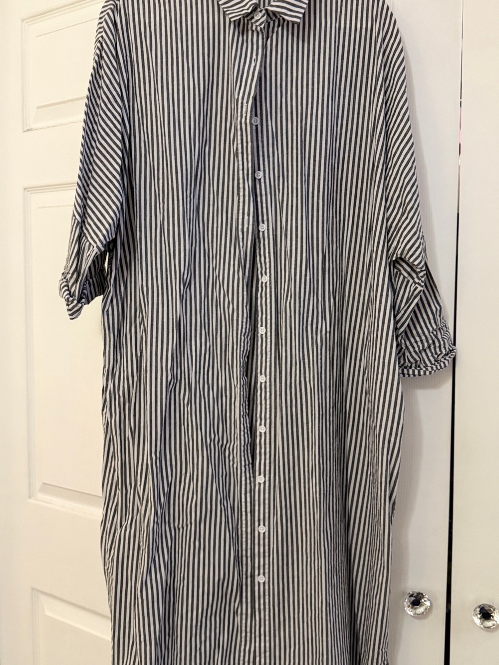 Amazon Women's black & White Vertical-Strip Button-Up Beach Coverup
